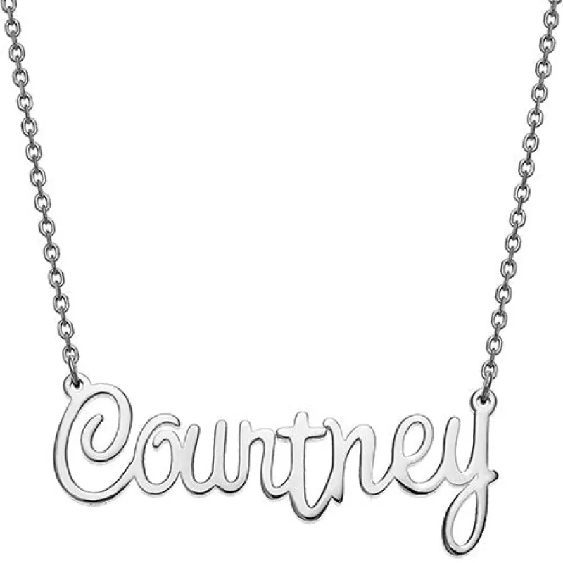 10K White Gold Fancy Script Name Necklace sold by Limoges Jewelry