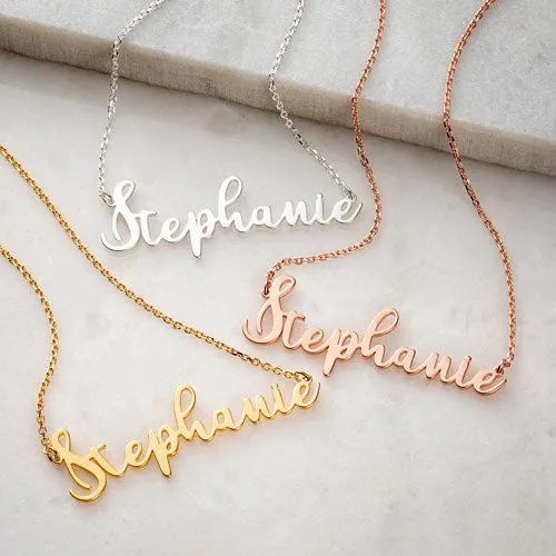Sterling Silver Fancy Script Name Necklace sold by Limoges Jewelry product image thumbnail 3