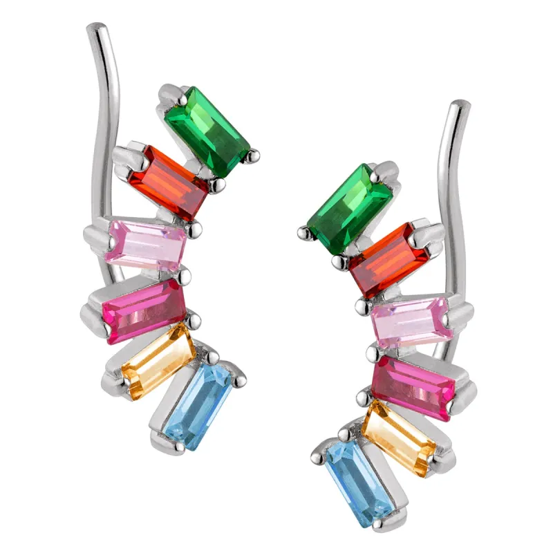 Sterling Silver Baguette Birthstone Crawler Earring sold by Limoges Jewelry