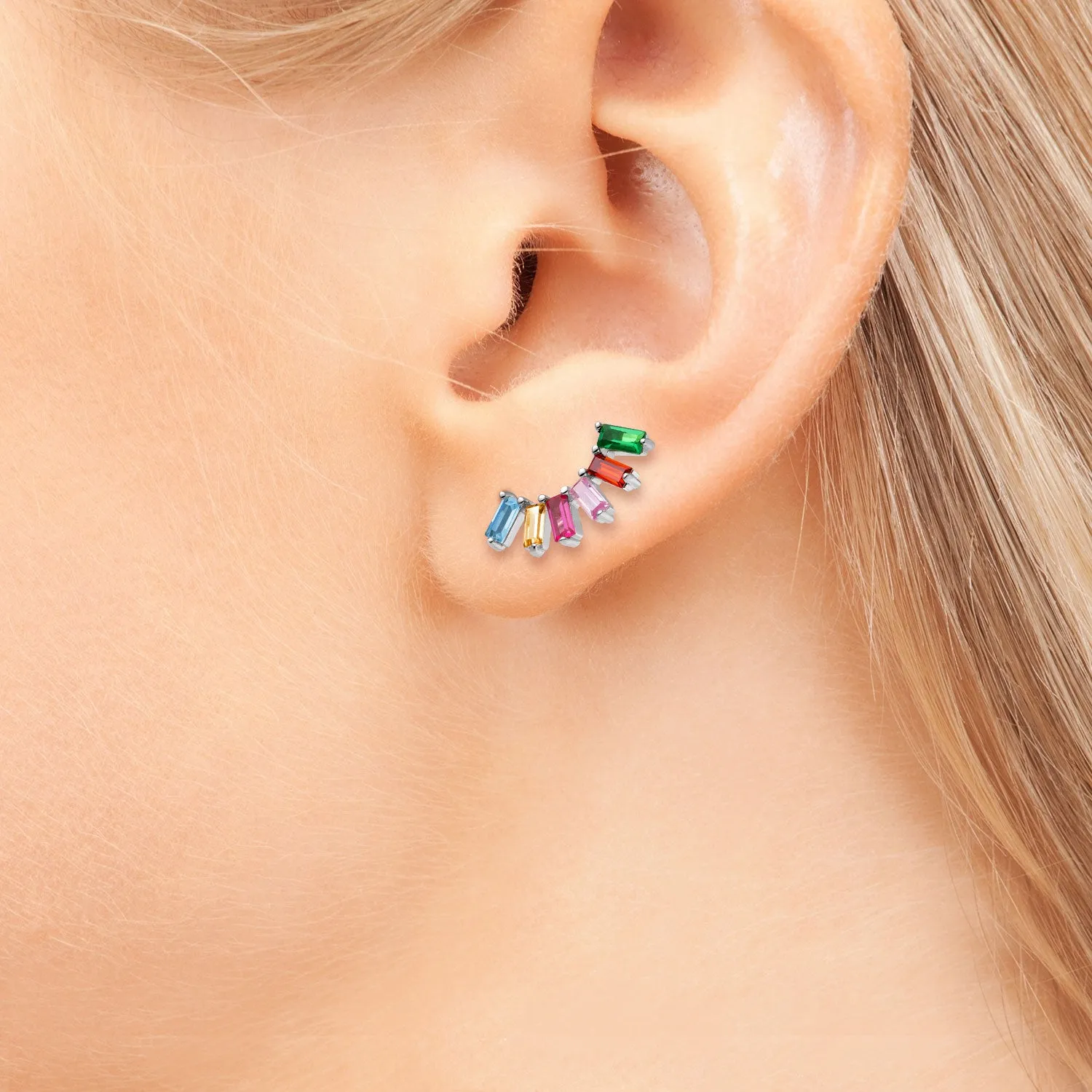 Sterling Silver Baguette Birthstone Crawler Earring sold by Limoges Jewelry product image thumbnail 2