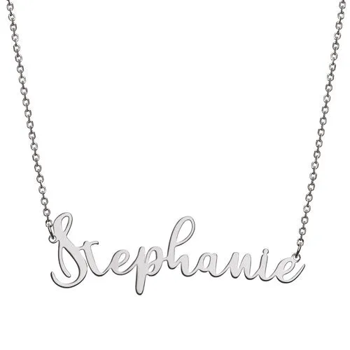 Sterling Silver Fancy Script Name Necklace sold by Limoges Jewelry