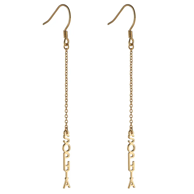 14K Gold over Sterling Personalized Name Dangle Earring sold by Limoges Jewelry