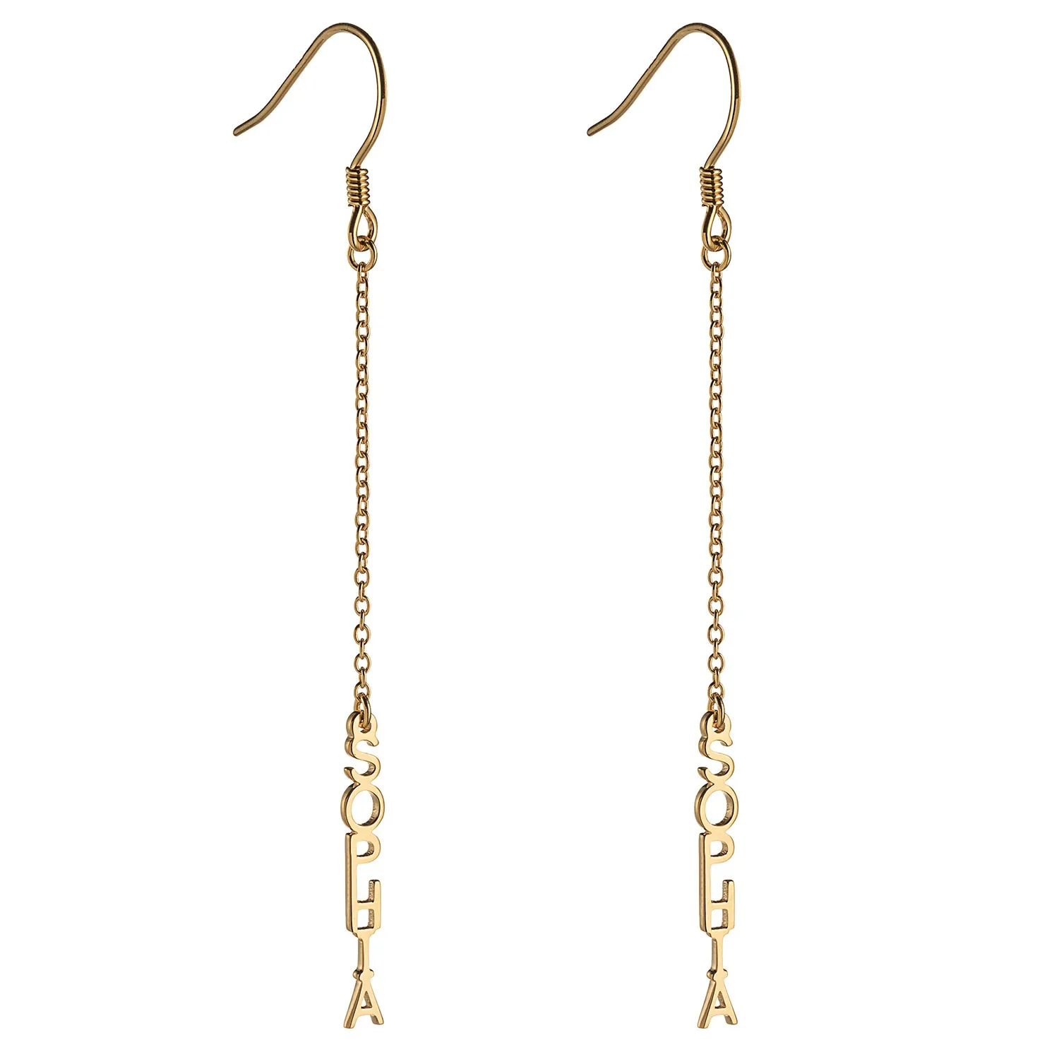 14K Gold over Sterling Personalized Name Dangle Earring sold by Limoges Jewelry