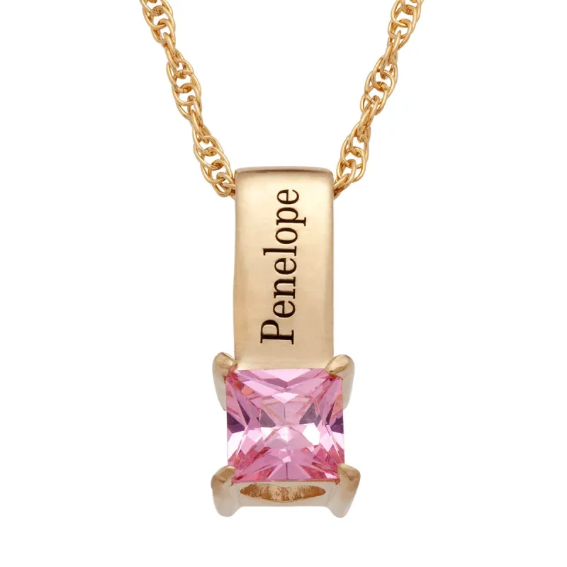 14K Gold over Sterling Personalized Name and Birthstone Pendant sold by Limoges Jewelry
