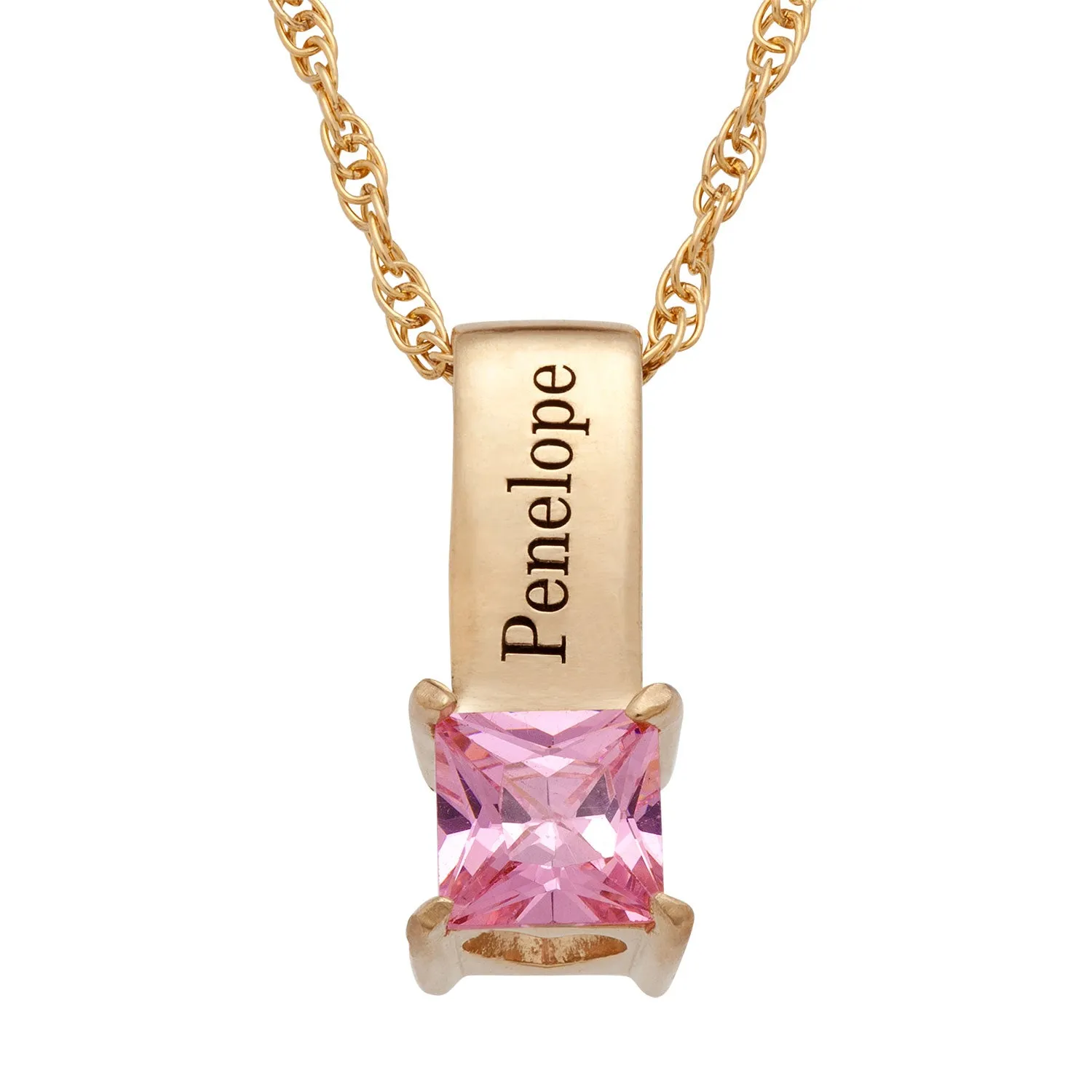 14K Gold over Sterling Personalized Name and Birthstone Pendant sold by Limoges Jewelry