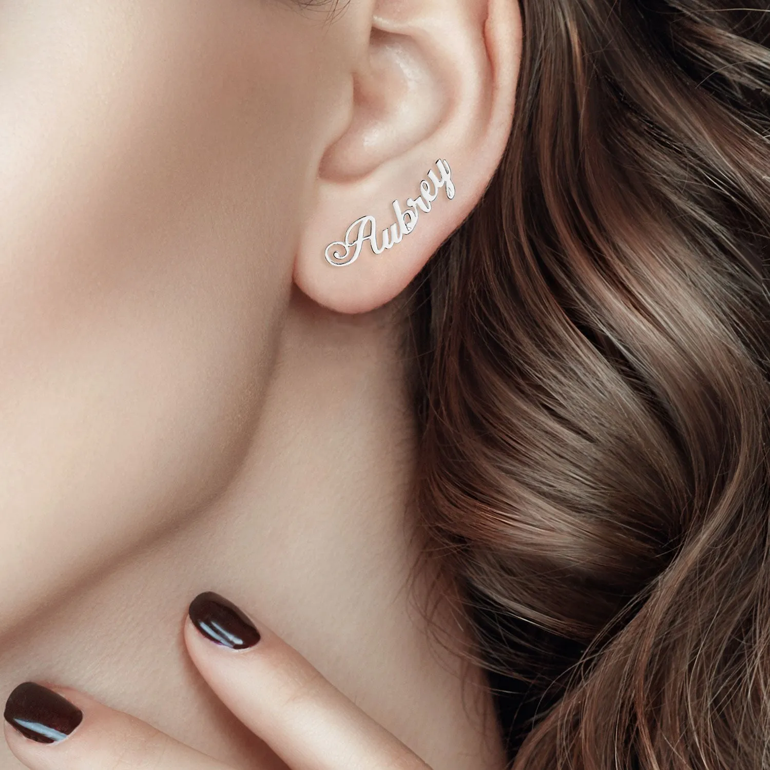 Sterling Silver Script Name and Initial Mixed Pair Earrings sold by Limoges Jewelry product image thumbnail 2