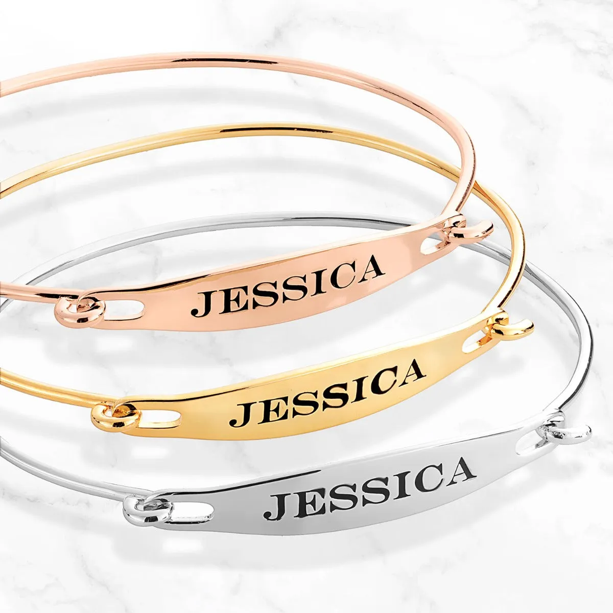 Personalized Engraved Name ID Bangle Bracelet sold by Limoges Jewelry