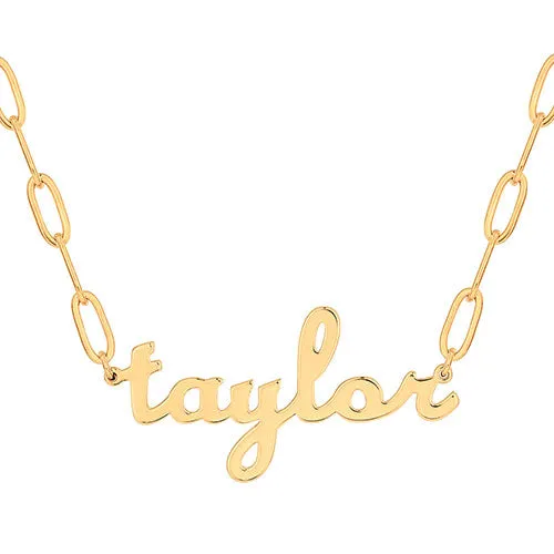 Plated Lowercase Script Name Paperclip Chain Necklace sold by Limoges Jewelry product image thumbnail 4