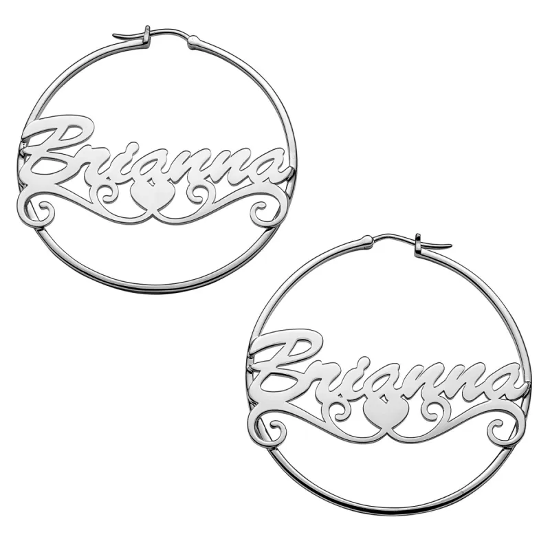 Personalized Sterling Silver Nameplate Hoop Earrings sold by Limoges Jewelry
