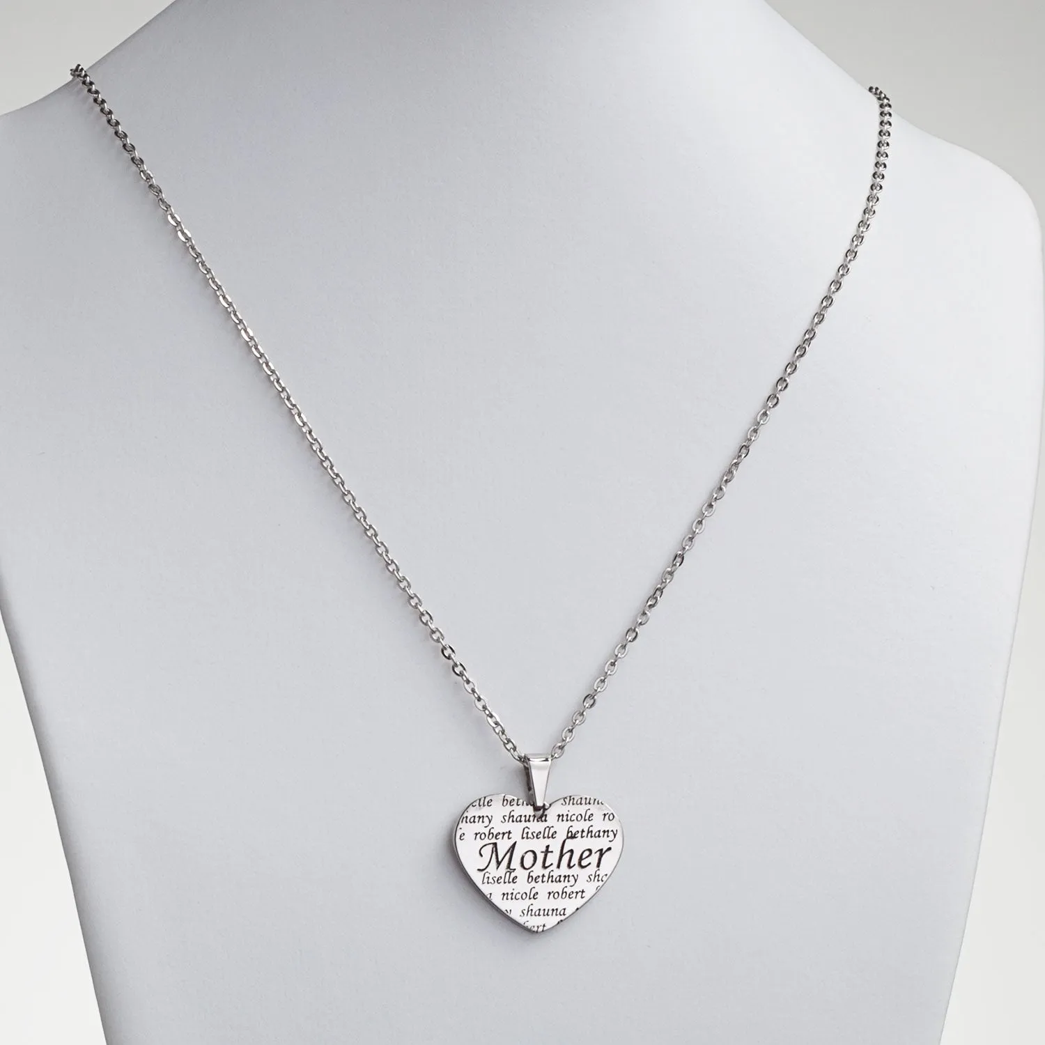 Everscribe Mother Engraved Family Names Heart Necklace sold by Limoges Jewelry product image thumbnail 2