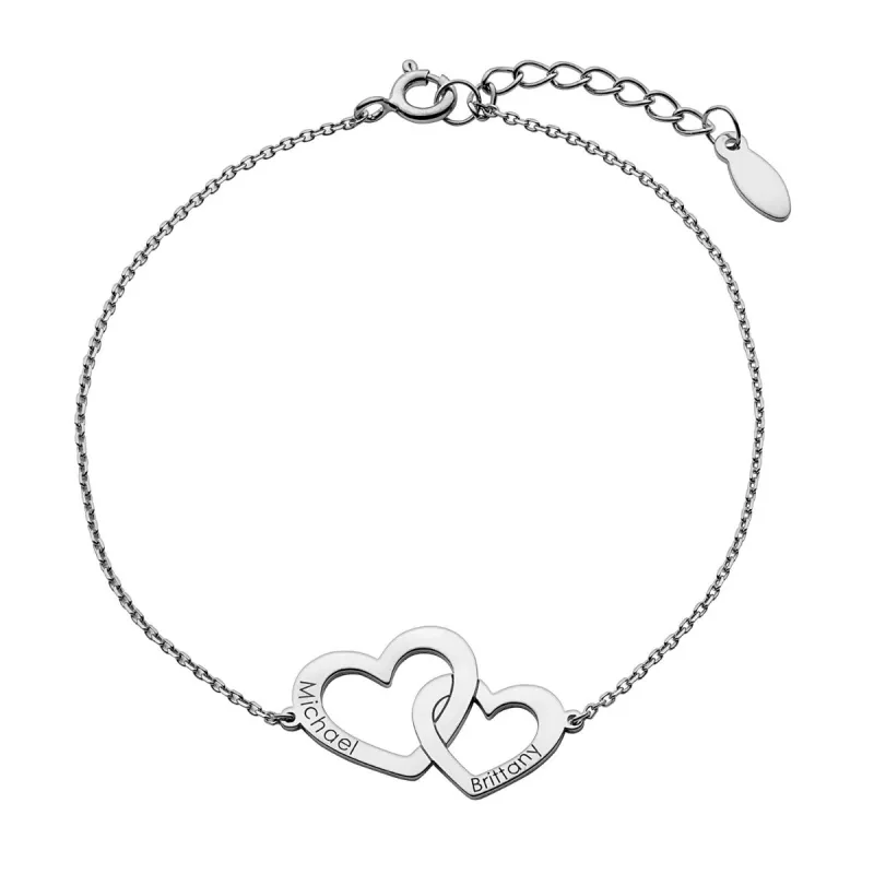 Sterling Silver Engraved Interlocking Heart Bracelet sold by Limoges Jewelry