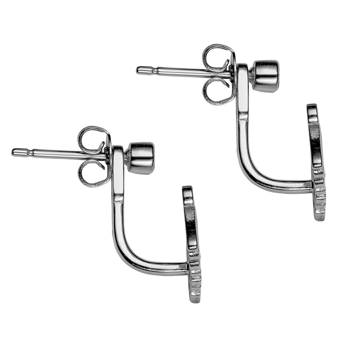 Silver Plated Script Name and Birthstone Front/ Back Earrings sold by Limoges Jewelry product image thumbnail 4