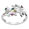 Sterling Silver Family Flower Birthstone Ring sold by Limoges Jewelry