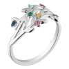 Sterling Silver Family Flower Birthstone Ring sold by Limoges Jewelry