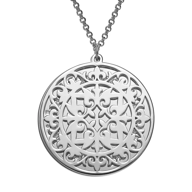 Personalized Mandala Double Disc Family Name Necklace sold by Limoges Jewelry