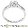 Platinum over Sterling Halo White Topaz Solitaire Engraved Engagement Ring sold by Limoges Jewelry