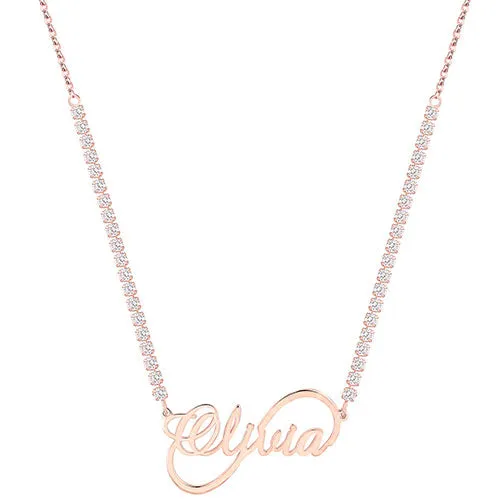 Infinity Script Name Plaque CZ Chain Necklace sold by Limoges Jewelry product image thumbnail 4