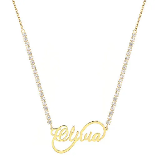 Infinity Script Name Plaque CZ Chain Necklace sold by Limoges Jewelry product image thumbnail 3