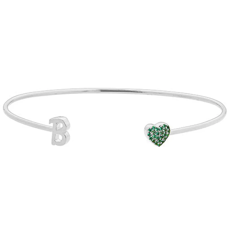 From the Heart Silver Plated Initial and Birthstone Heart Flexible Bracelet sold by Limoges Jewelry