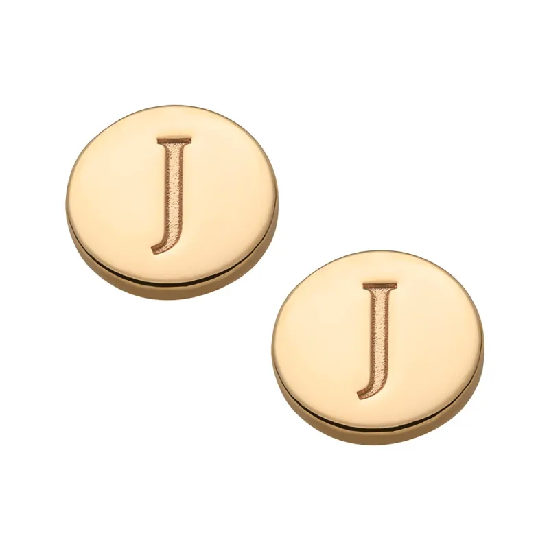 14K Gold over Sterling Petite Engraved Initial Disc Earrings sold by Limoges Jewelry