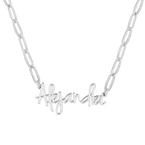 Plated Petite Script Name Paperclip Chain Necklace sold by Limoges Jewelry product image thumbnail 2