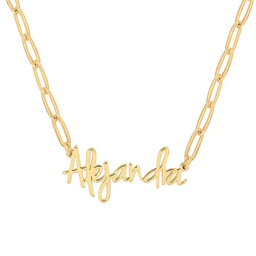 Plated Petite Script Name Paperclip Chain Necklace sold by Limoges Jewelry product image thumbnail 4