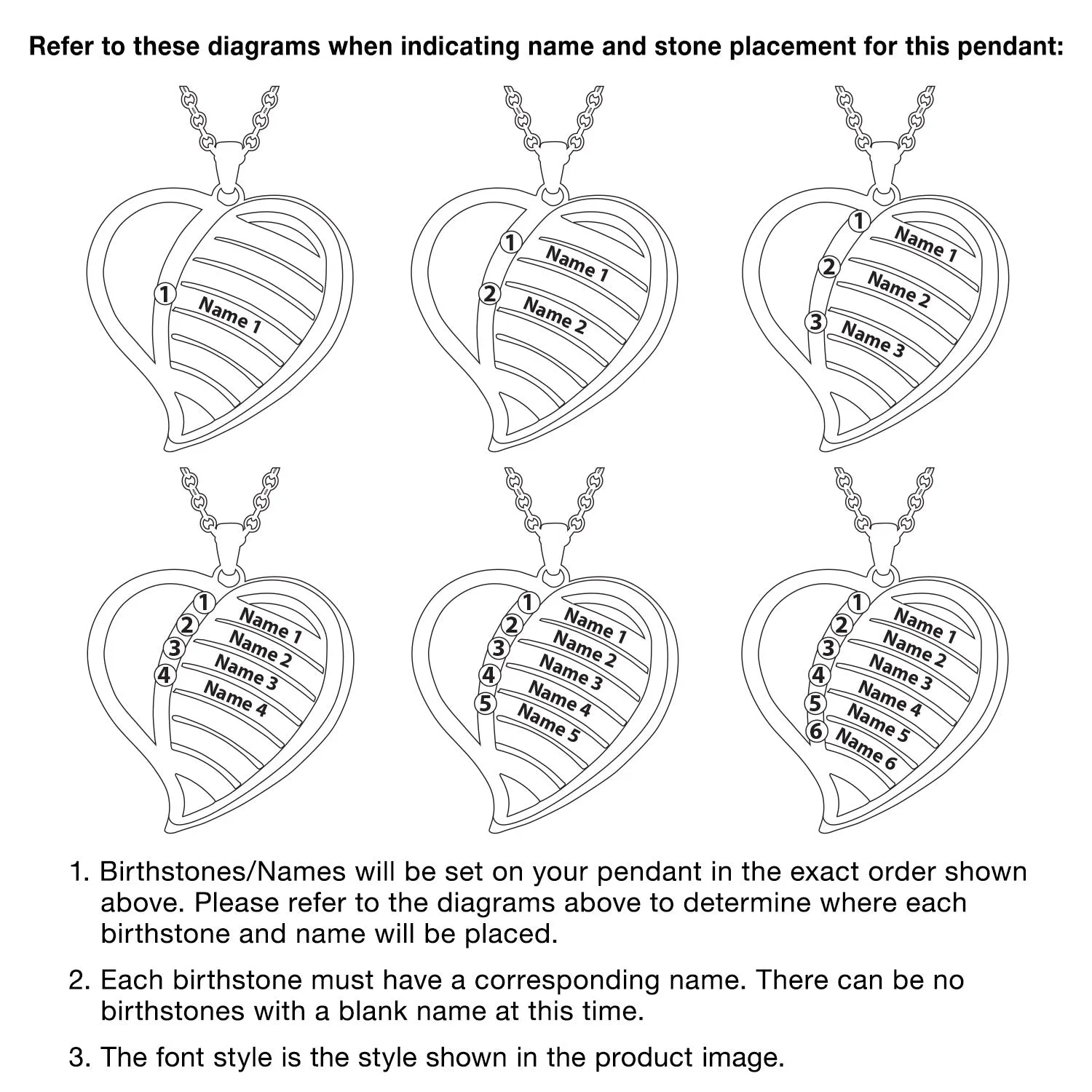 Personalized Family Birthstone and Names Heart Necklace sold by Limoges Jewelry product image thumbnail 5