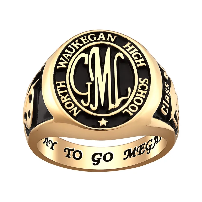 14K Gold over Sterling Ladies Oval Signet Class Ring sold by Limoges Jewelry