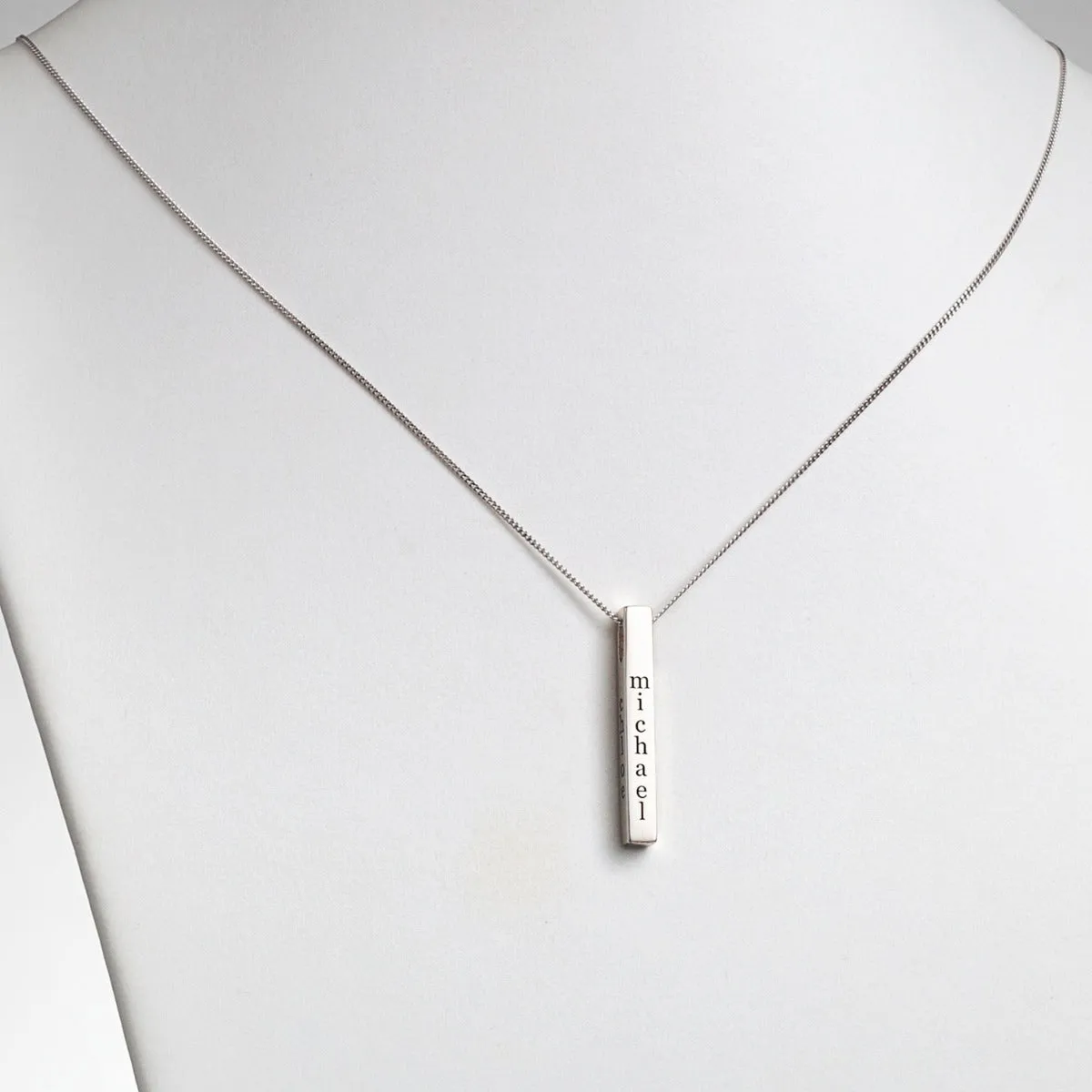 Silver Vertical 4-Sided Engraved Family Name Pendant sold by Limoges Jewelry product image thumbnail 2