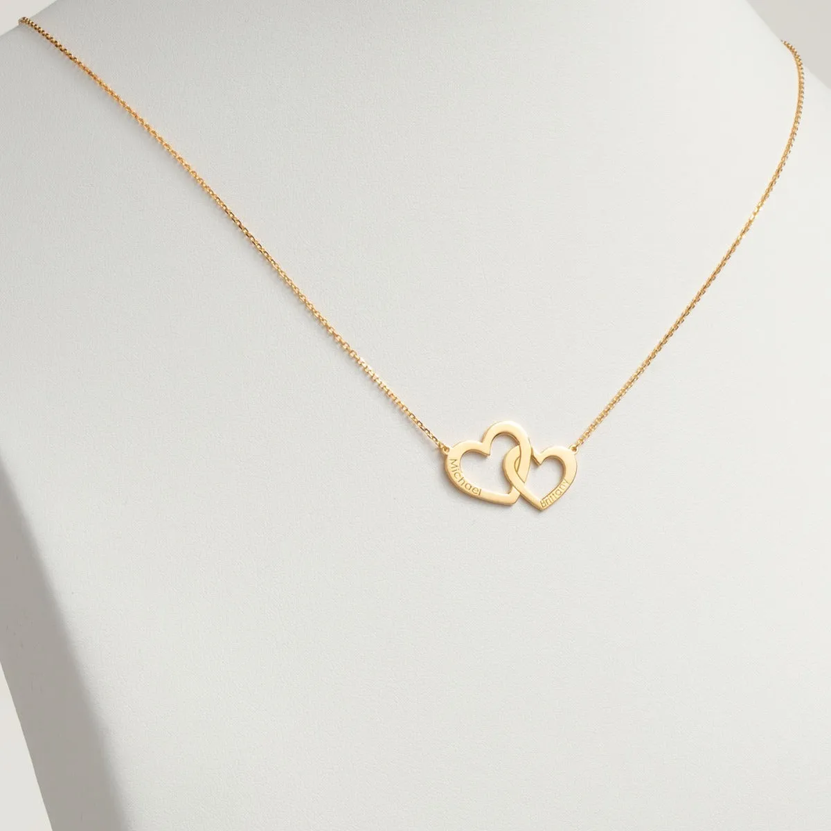 14K Gold over Sterling Engraved Interlocking Heart Necklace sold by Limoges Jewelry product image thumbnail 2