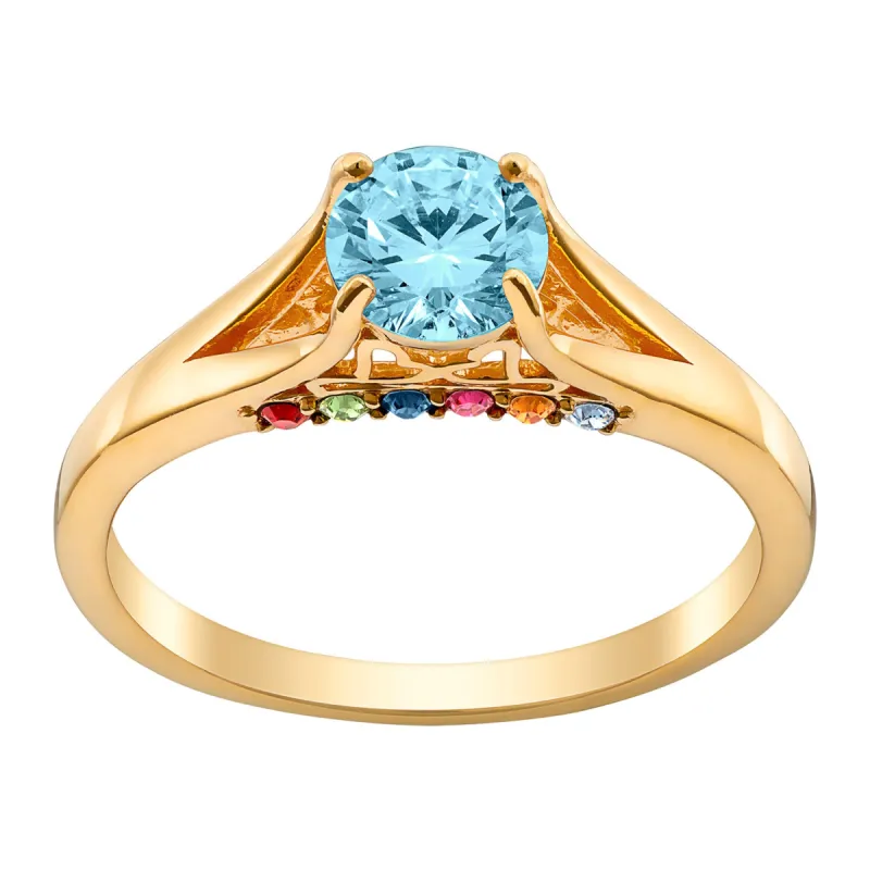 14K Gold over Sterling Mother's and Family Birthstone Ring sold by Limoges Jewelry