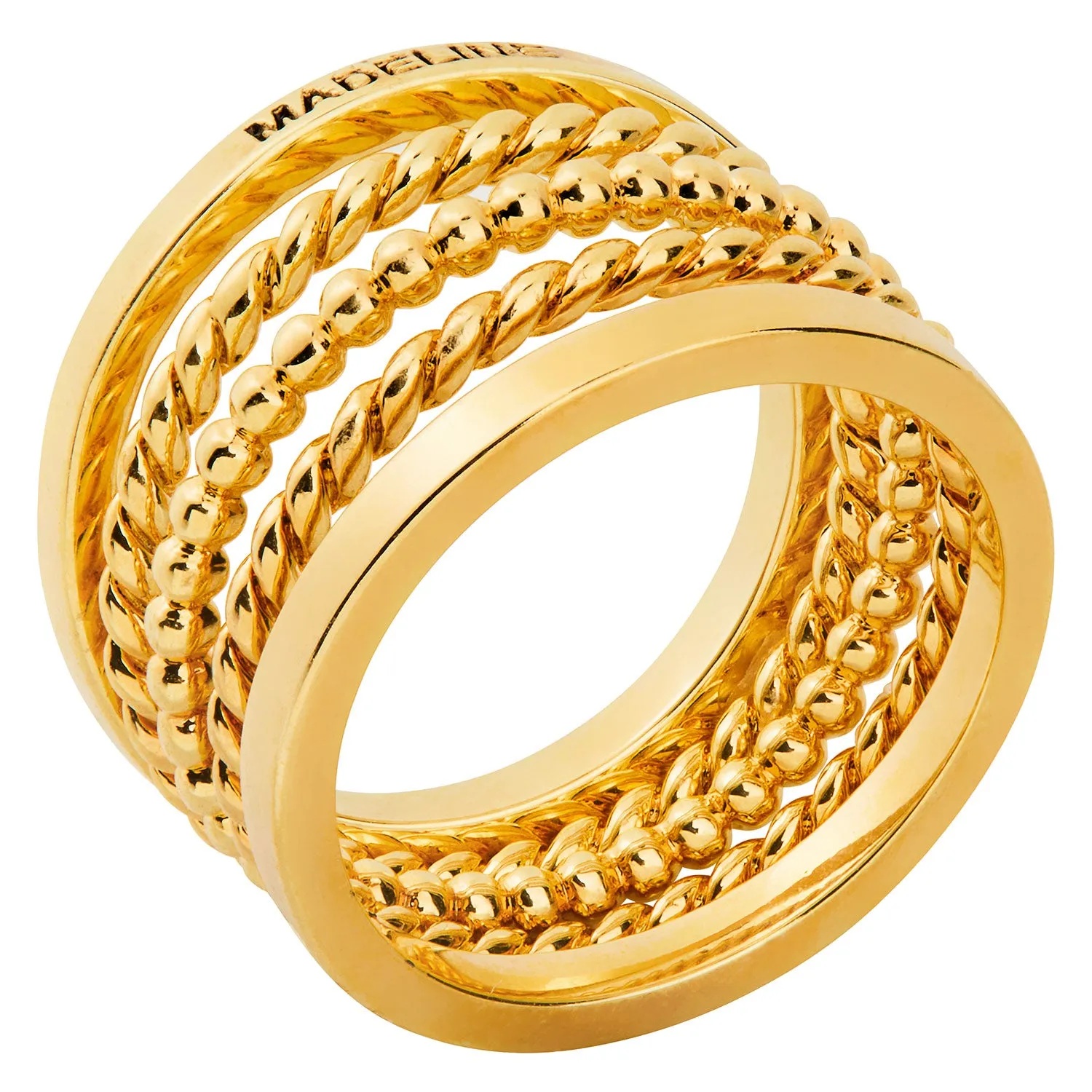 Gold Plated Personalized Roped and Beaded Stackable 5 Ring Set sold by Limoges Jewelry product image thumbnail 3