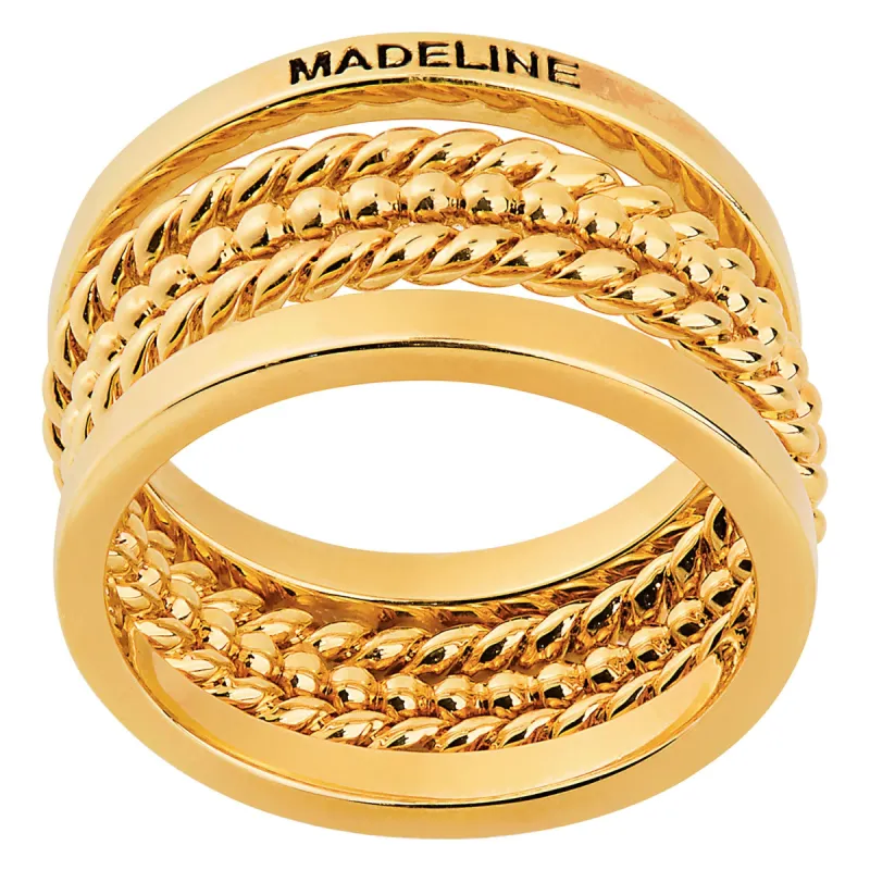 Gold Plated Personalized Roped and Beaded Stackable 5 Ring Set sold by Limoges Jewelry