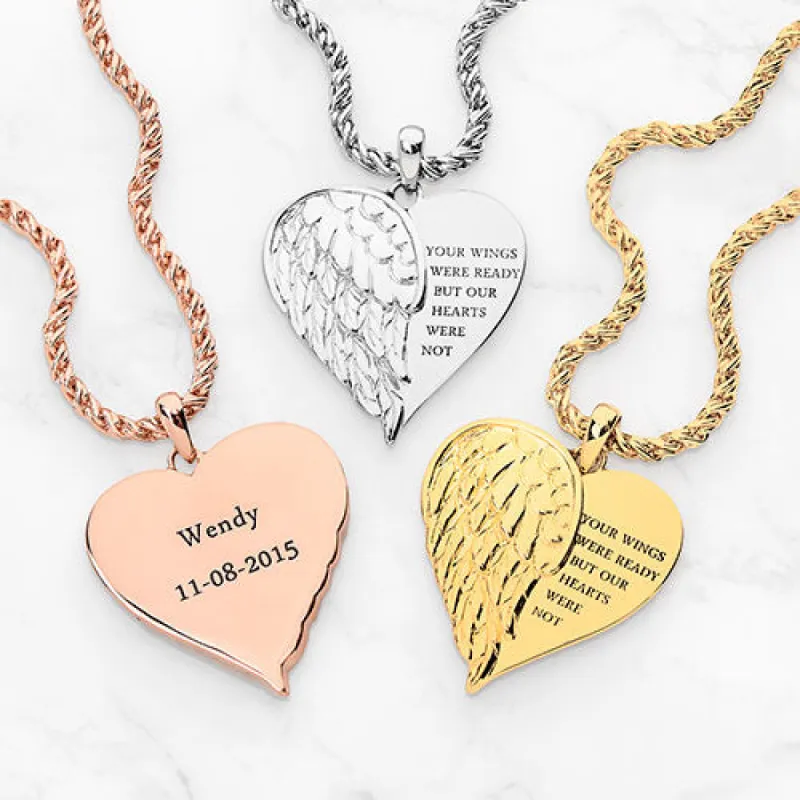 Memorial Angel Single Wing Personalized Necklace sold by Limoges Jewelry