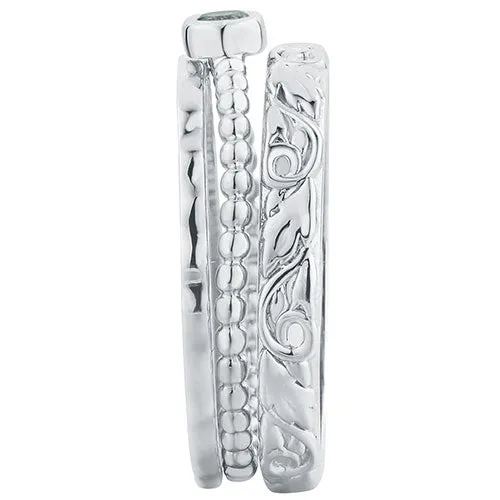 Women's Platinum Plated Round Birthstone Stackable Freestyle Class Ring sold by Limoges Jewelry product image thumbnail 4