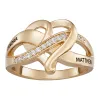 Gold over Sterling Couples Engraved Name Heart CZ Ring sold by Limoges Jewelry
