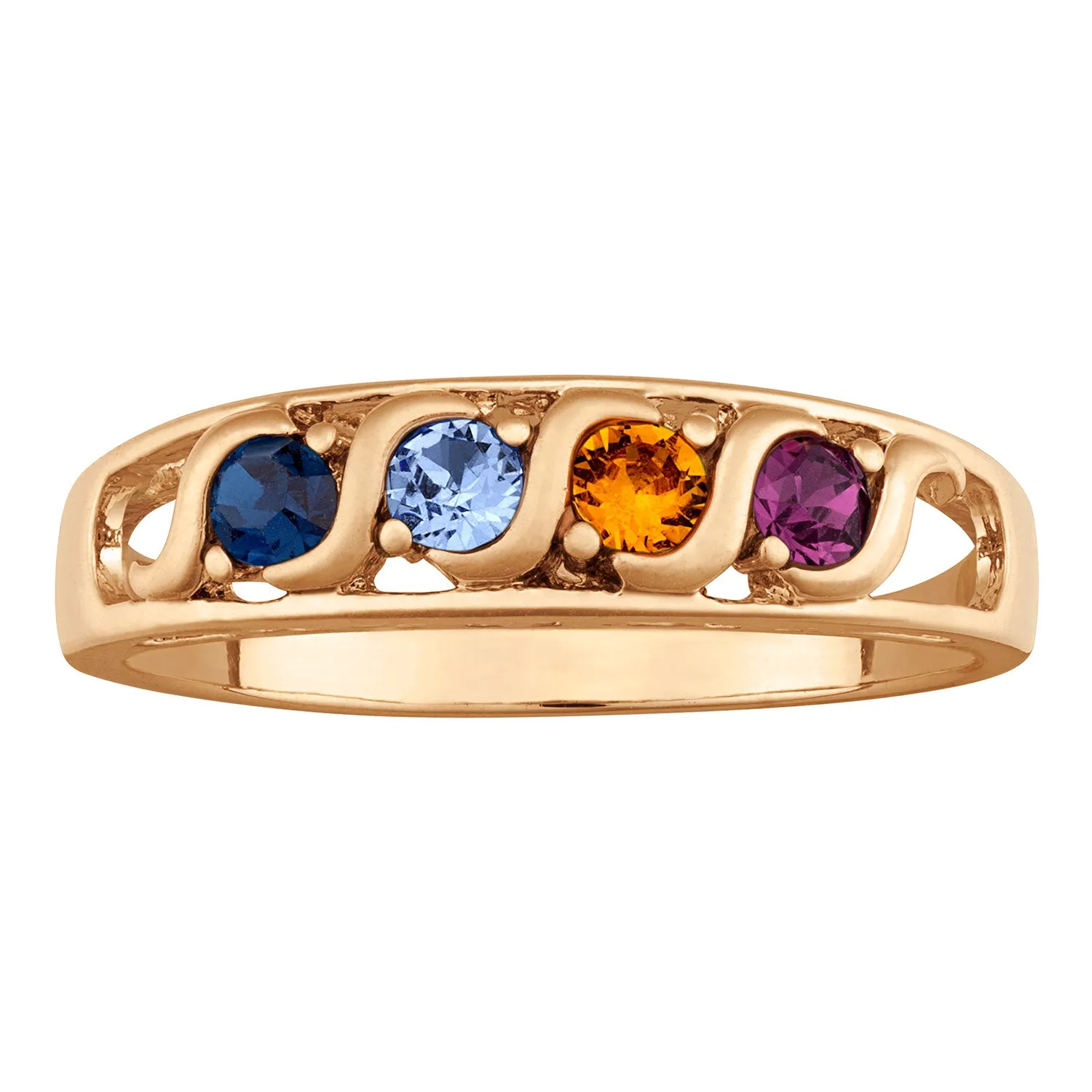 S Curve I Love You Birthstone Family Ring sold by Limoges Jewelry
