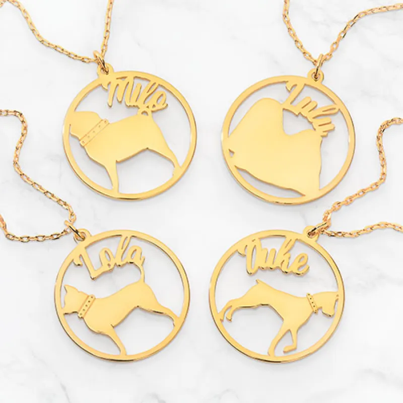 14K Gold Plated Personalized Dog Breed Silhouette Necklace sold by Limoges Jewelry