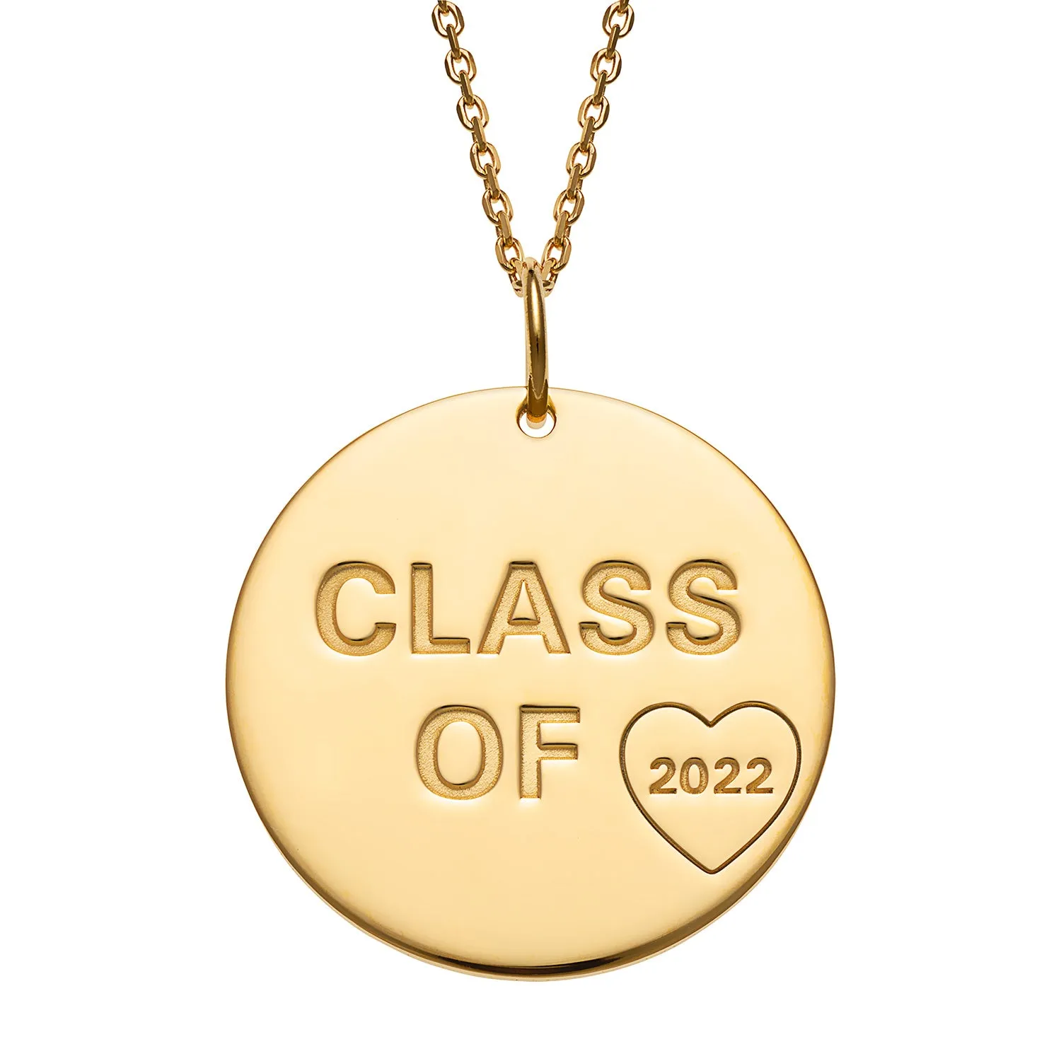 14K Gold over Sterling Graduation Class of Disc Pendant sold by Limoges Jewelry