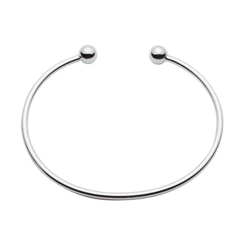 Silver Plated Removable Ball Bead Cuff Bangle Bracelet - Plus Size 60x70 mm sold by Limoges Jewelry