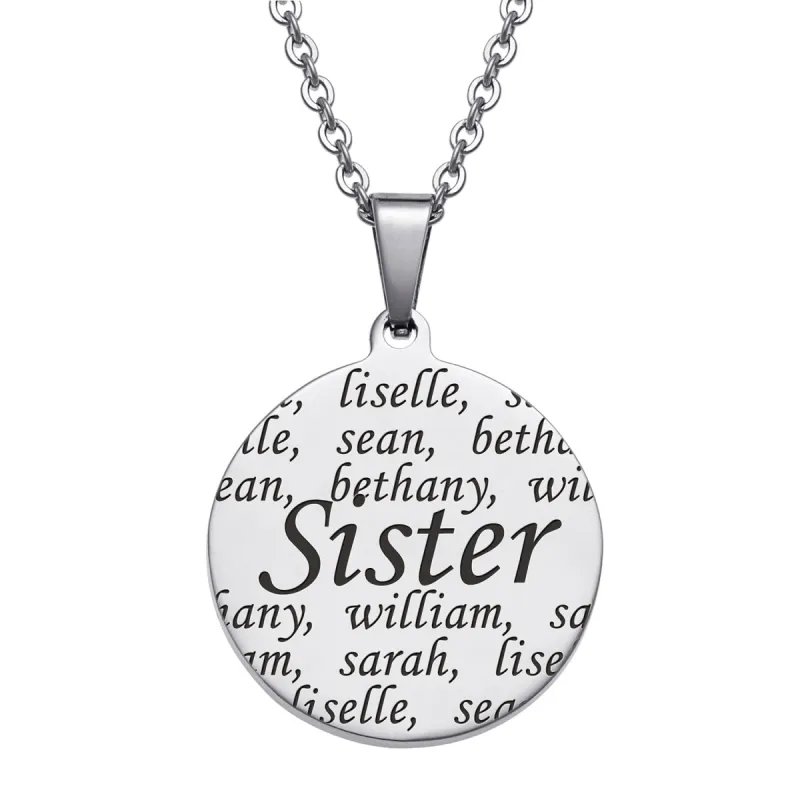 Personalized Everscribe Sister Engraved Names Necklace made by Limoges Jewelry