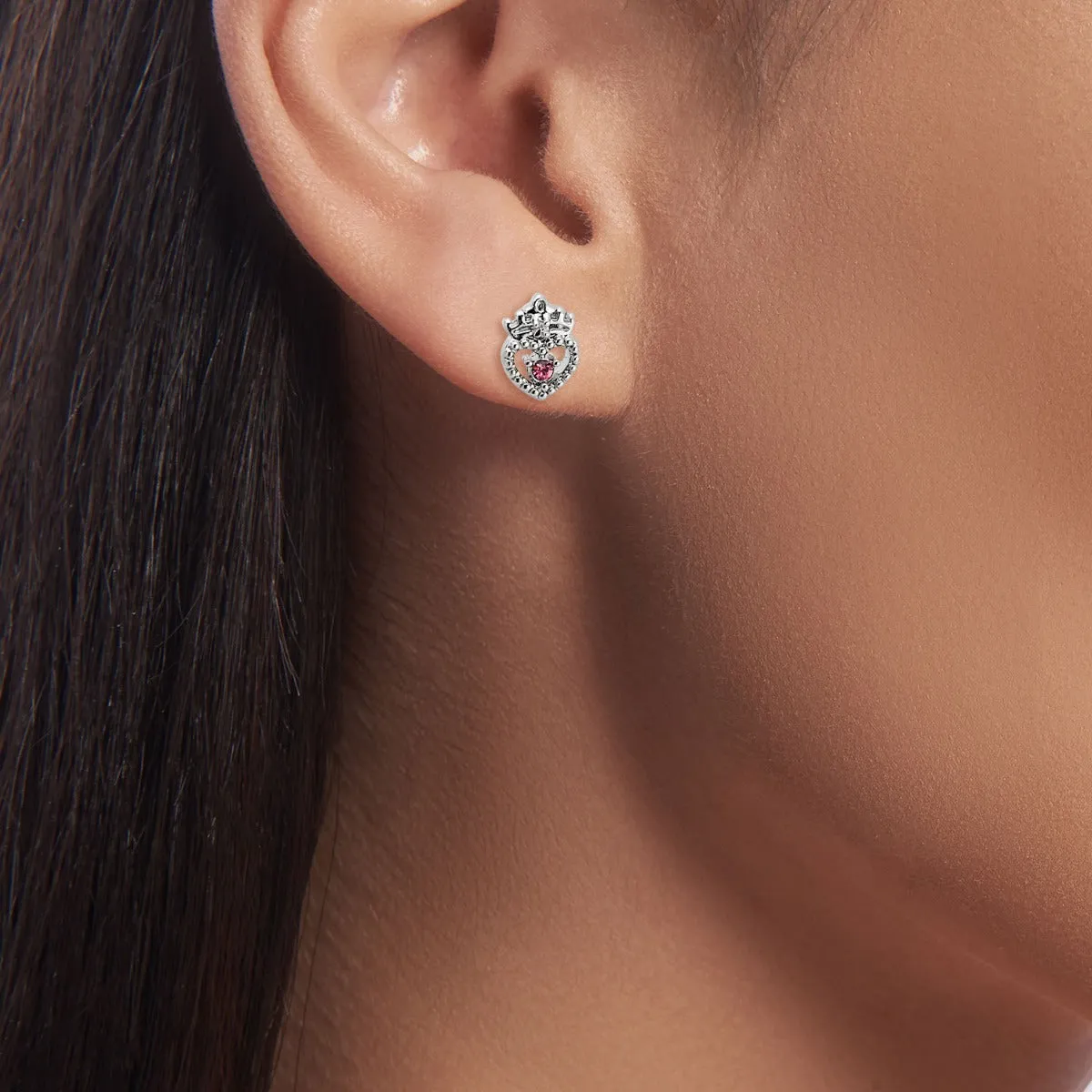 Crown Heart Birthstone and Diamond Necklace and Earring Set sold by Limoges Jewelry product image thumbnail 4