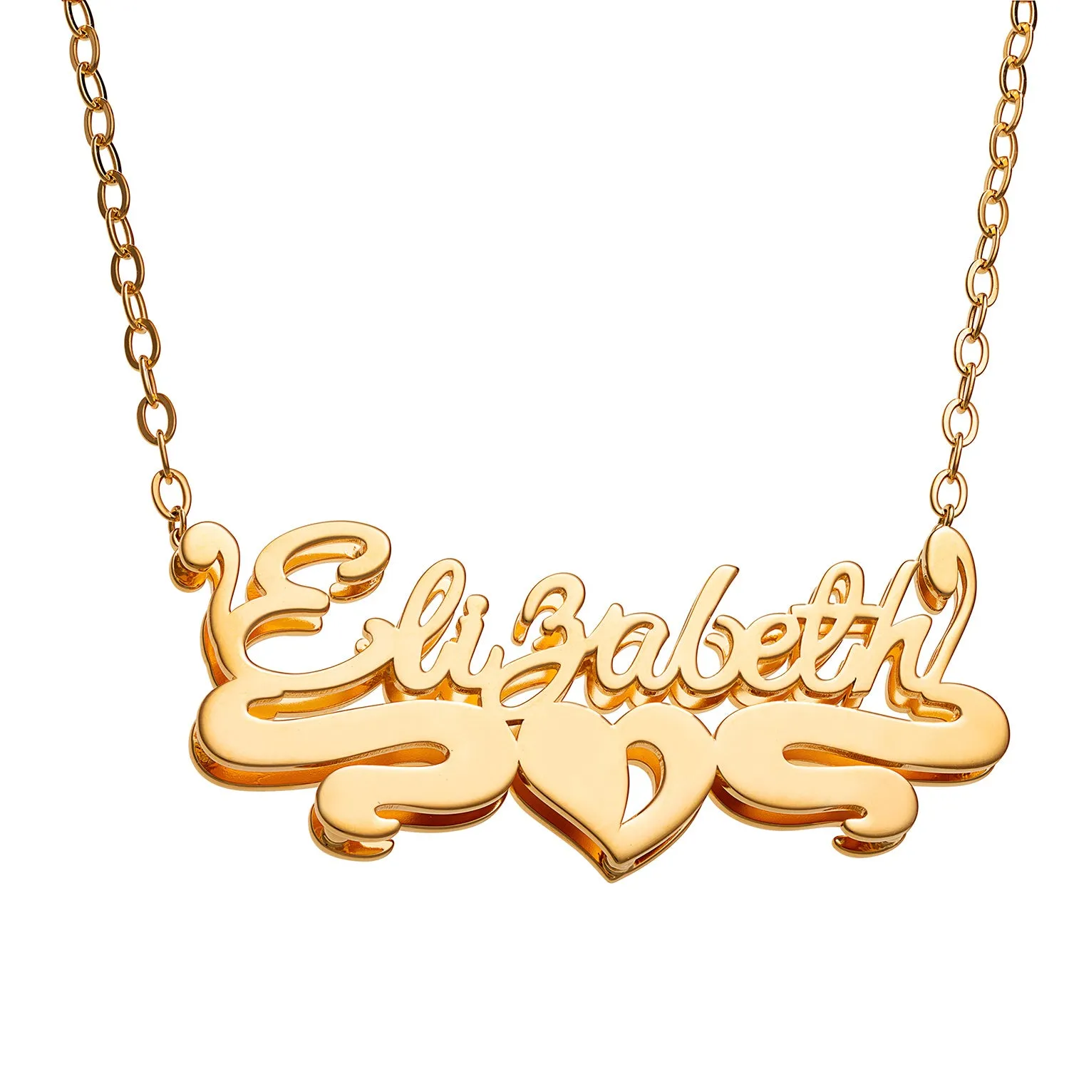 Personalized 14K Gold over Sterling Double Nameplate Necklace sold by Limoges Jewelry
