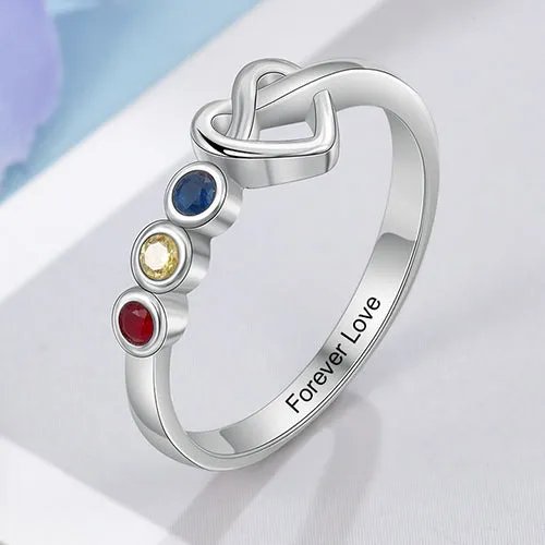 Silver Plated 3 Birthstone Love Knot Ring sold by Limoges Jewelry product image thumbnail 5