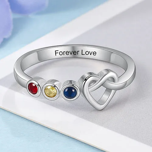 Silver Plated 3 Birthstone Love Knot Ring sold by Limoges Jewelry product image thumbnail 3