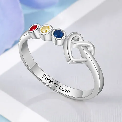 Silver Plated 3 Birthstone Love Knot Ring sold by Limoges Jewelry product image thumbnail 4