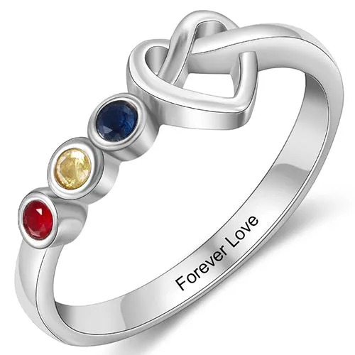 Silver Plated 3 Birthstone Love Knot Ring sold by Limoges Jewelry product image thumbnail 2