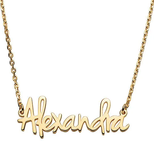 10K Yellow Gold Petite Posh Script Name Necklace sold by Limoges Jewelry