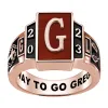 Men's 14K Rose Gold over Sterling Genuine Stone Art Deco Class Ring sold by Limoges Jewelry