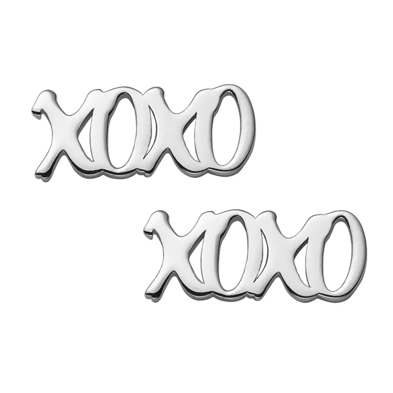Sterling Silver XOXO Button Earrings sold by Limoges Jewelry